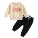 KDFJPTH Toddler Boys Long Sleeve Letter Prints Tops And Pants Child Kids 2PCS Set Outfits Kids Clothese Baby Boys Dress Shirt And Tie 5t Fall Outfits Boys