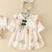 FAIWAD Baby Girl Dress Long Sleeve Ruffle Dresses Floral Print Tulle Dress Elegant Party Wedding Dresses