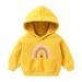 Virmaxy Christmas Toddler Baby Boys Girls Cute Hoodies Love Rainbow Stripes Printed Fleece Sweatshirt Long Sleeve Pullover Plush Hoodies with Robbie Cuffs For The Baby Christmas Gifts Yellow-A 3T