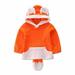 XFLWAM Toddler Baby Boys Girls Fox Hooded Sweatshirt Cartoon Hoodies Pullover Tops with Pockets Warm Winter Clothes