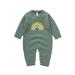 Meihuid Long Sleeve Rainbow Print Knit Sweater Jumpsuit for Infant Girls