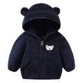 JSGEK Kids Zip up Coat Cute Casual Solid Color Toddlers Girls Boys Fleece Push Jacket Clearance Teddy Outwear Hoodies Soft Comfy Fall Warm Coat for Kids Dark Blue 2-3 Years