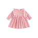 Hirigin Lovely Long Sleeve Dress with Ruffled Lace Patchwork for Girls