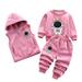 JSGEK Baby Boys 3 Piece Hoodies Vest Set Fleece Plush Pullover Sweatshirts Long Pants and Sleevless Coat Kids Outfits Winter Warm Clothes Suits Pink 2 Years