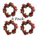 4 Pcs Christmas Candle Ring Small Wreath- Red Artificial Berry Candle Holders Rings with Berries Small Wreaths for Wedding Centerpiece and Christmas Holiday Table Decoration