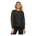 DKNY Womens Black Metallic Sheer Textured Ruffled Lined Pouf Sleeve Crew Neck Party Blouse XL