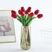 10 Pack | 13 Single Stem Real Touch Tulips Artificial Flowers Wedding Party Home Room Office Decoration - Red