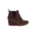TOMS Ankle Boots: Chelsea Boots Wedge Casual Brown Leopard Print Shoes - Women's Size 10 - Round Toe