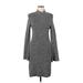 Ann Taylor Factory Casual Dress - Sweater Dress High Neck Long sleeves: Gray Marled Dresses - Women's Size Medium