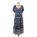 Knox Rose Casual Dress - A-Line Scoop Neck Short sleeves: Blue Dresses - Women's Size X-Small