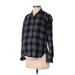 Gap - Maternity Long Sleeve Button Down Shirt: Black Houndstooth Tops - Women's Size Small Maternity