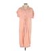 Thread & Supply Casual Dress - Midi Collared Short sleeves: Pink Solid Dresses - Women's Size Large