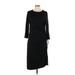Banana Republic Casual Dress - Midi High Neck 3/4 sleeves: Black Solid Dresses - Women's Size Large