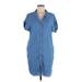 Thread & Supply Casual Dress - Shirtdress: Blue Dresses - Women's Size Medium