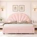 Wade Logan® Burlyn LED Bed Frame w/ Drawer & Adjustable Headboard, Beds, Beige Upholstered/Velvet, Solid Wood in Pink/Yellow | Queen | Wayfair