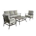 Red Barrel Studio® 4 Pcs Patio Conversation Set Outdoor Cushioned Furniture w/ Loveseat 2 Single Chairs, Coffee Table, Steel Frame | Wayfair