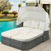 Latitude Run® Laquavion 61.42" Wide Outdoor Patio Daybed w/ Cushions in Gray | 57.53 H x 61.42 W x 74.83 D in | Wayfair