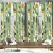 East Urban Home Mid Century Modern Curtains Set 2-Pack 4 Panels of-28"x95" Mint Green & Mustard Microfiber in Black | 84 H x 56 W in | Wayfair