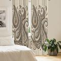 East Urban Home Paisley Curtains 2 Panel Set Pair of Warm Taupe Ivory & Sepia Microfiber in Black | 63 H x 56 W in | Wayfair