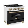 Zline Autograph Edition 36 In. 4.6 Cu. Ft. Dual Fuel Range w/ Gas Stove & Electric Oven In Fingerprint Resistant Durasnow® w/ Bl | Wayfair