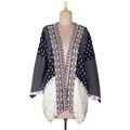 Boho Beauty,'Embroidered Open Jacket in Midnight Blue'