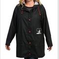 Disney Jackets & Coats | Disney Women’s Rain Jacket Mickey Mouse Peeking Print Parka Black Size 4x | Color: Black/Red | Size: 4x