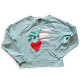 J. Crew Sweaters | J. Crew Paix Et Amour Dove Heart Mint Green Terry Crewneck Sweatshirt Women Sz S | Color: Green/Red | Size: S