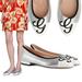 Gucci Shoes | Gucci Shoes G Logo Applique Ballerina Flats Silver Leathersz 40.5 10.5 | Color: Black/Silver | Size: 10.5