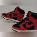 Nike Shoes | Nike Dunk Sky Hi Hidden Wedge Sneaker Women Black Red Athletic Size 6 | Color: Black/Red | Size: 5