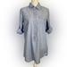 J. Crew Tops | J Crew Blue Chambray Long Roll Tab Sleeves Cotton Button Up Top Women's Small | Color: Blue | Size: S
