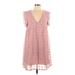 Shein Casual Dress - A-Line Plunge Short sleeves: Pink Dresses - Women's Size Large