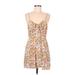 Molly Green Casual Dress: Tan Floral Dresses - Women's Size Medium