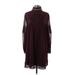 Ted Baker London Casual Dress - Mini High Neck Long sleeves: Burgundy Solid Dresses - Women's Size 12