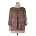 LC Lauren Conrad Short Sleeve Blouse: Brown Print Tops - Women's Size 2X-Large