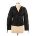 Topshop Faux Leather Jacket: Short Black Print Jackets & Outerwear - Women's Size 8