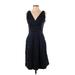 Lauren by Ralph Lauren Casual Dress - A-Line V Neck Sleeveless: Blue Dresses - Women's Size 4