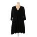 Torrid Casual Dress - A-Line V-Neck 3/4 sleeves: Black Print Dresses - Women's Size 4X Plus