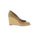 MICHAEL Michael Kors Wedges: Tan Solid Shoes - Women's Size 37 - Peep Toe