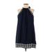 Romeo & Juliet Couture Casual Dress - Mini High Neck Sleeveless: Blue Dresses - New - Women's Size Small