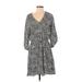 Collective Concepts Casual Dress V-Neck 3/4 sleeves: Gray Dresses - Women's Size Small