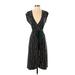 BCBGMAXAZRIA Casual Dress - Wrap: Black Stripes Dresses - Women's Size Small