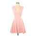 Love Ady Casual Dress - Mini V Neck Sleeveless: Pink Print Dresses - Women's Size Small