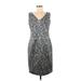 BOSS by HUGO BOSS Casual Dress - Sheath V-Neck Sleeveless: Gray Dresses - Women's Size 8