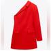 Zara Dresses | Free Shipping! Nwt Zara One Sleeve Blazer Dress Women’s Medium | Color: Red | Size: M