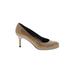Stuart Weitzman Heels: Pumps Stiletto Minimalist Tan Solid Shoes - Women's Size 7 1/2 - Round Toe