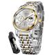 OLEVS Men's Stainless Steel Watch Diamond Business Analog Quartz Waterproof Luminous Date Design Two-Tone Luxury Casual Watch, gold white watch 2889, men watch