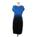 Carmen Carmen Marc Valvo Casual Dress - Sheath Crew Neck Short sleeves: Blue Color Block Dresses - Women's Size Large