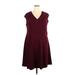 Roz & Ali Casual Dress - A-Line: Burgundy Solid Dresses - Women's Size 20