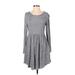 24/7 Maurices Casual Dress - Sweater Dress: Gray Solid Dresses - Women's Size Small