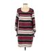 Charlotte Russe Casual Dress - Shift: Burgundy Stripes Dresses - Women's Size Medium